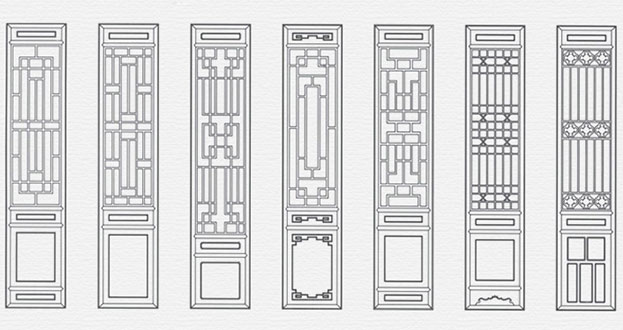 陈巴尔虎常用中式仿古花窗图案隔断设计图