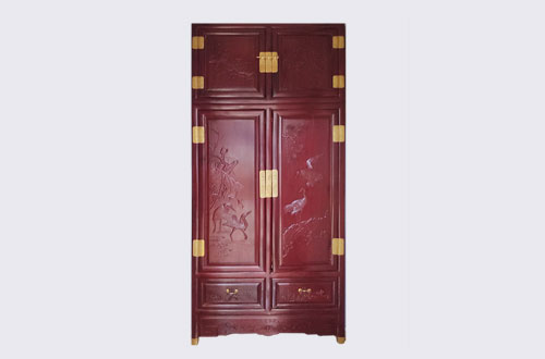 陈巴尔虎高端中式家居装修深红色纯实木衣柜